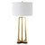 Sleek Tapered Legged Table Lamp with White Drum Shade - 32.5" - Brass - IMAGE 1