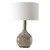 Seeded Glass Table Lamp with White Drum Shade - 27.25" - Brown - IMAGE 1