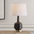 Ribbed Table Lamp with Tapered Shade - 26" - Black and White - IMAGE 2
