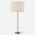 Alabaster Table Lamp with Drum Shade - 32.25" - White and Bronze - IMAGE 1