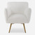 Solid Brushed Brass Swivel Chair with Tapered Legs - 33.5" - White - IMAGE 1