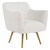 Solid Brushed Brass Swivel Chair with Tapered Legs - 33.5" - White - IMAGE 4