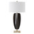 Hand Forged Travertine Table Lamp with White Oval Shade - 30.25" - Black - IMAGE 5