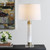 Marble Based Table Lamp with Round Shade - 27.75" - White and Antique Brass - IMAGE 2