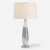 Slender Glass Base Table Lamp with Tapered Drum Shade - 28.75" - White and Gray - IMAGE 1