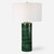 Cylindrical Striped Ceramic Table Lamp - 34" - Emerald Green - IMAGE 2