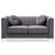 Velvet Microsuede Channel Tufted Loveseat with Throw Pillows - 65" - Gray - IMAGE 2