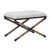 Vanity Stool with Striped Upholstery - 24" - White and Black - IMAGE 3
