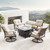 5-Piece Black and Brown Outdoor Patio Square Fire Table with Four Swivel Rocking Chairs 42" - IMAGE 1