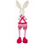 Boy Sitting Easter Rabbit Decoration with Dangling Legs - 16.5" - Pink and Cream