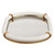 Leather Wrapped Oval Tray with Brass Handles - 18.75" - White - IMAGE 6