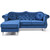 Tufted Velvet Chesterfield Sectional Sofa with Throw Pillows - 81" - Blue - IMAGE 2