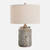 Intricate Etched Ceramic Table Lamp with Drum Shade - 24.5" - Gray - IMAGE 1