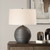 Ribbed Texture Ceramic Table Lamp with White Drum Shade - 22" - Gray - IMAGE 2