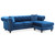 Tufted Velvet L-Shape 3-Seater Sectional Sofa with Throw Pillows - 98" - Blue - IMAGE 2