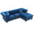 Tufted Velvet L-Shape 3-Seater Sectional Sofa with Throw Pillows - 98" - Blue - IMAGE 3