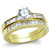 2-Piece Women's Stainless Steel IP Gold Wedding Ring Sets with Round CZ Stone - Size 6 - IMAGE 1