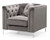 Button Tufted Velvet Accent Chair with Throw Pillow - 38" - Gray - IMAGE 2