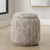 Striped Storage Pouf Ottoman with Wood Base - 18" - Cream and Brown - IMAGE 2