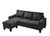 Velvet L Shaped Sectional Sofa - 77" - Black - IMAGE 3