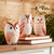 Terracotta Owl Figurines - 7.25" - Pink and Orange - Set of 3 - IMAGE 6