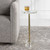 Crystal Top Drink Table with Ribbed Base - 23.75" - Clear and Gold - IMAGE 1