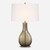 Seeded Teardrop Glass Table Lamp with Oval Drum Shade - 29.25" - Bronze