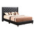 Full Nailhead and Faux Jewel Tufted Upholstered Panel Bed - 80" - Black - IMAGE 1