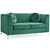 Velvet Microsuede Channel Tufted Loveseat with Throw Pillows - 65" - Green - IMAGE 1