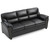 Flared Arm Faux Leather Straight Sofa with Nailhead Trim - 82" - Black - IMAGE 3