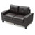 Flared Arm Faux Leather Tufted Straight Sofa - 58" - Dark Brown - IMAGE 3