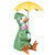 Sitting Duck in Raincoat and Umbrella Outdoor Garden Statue - 10.5" - IMAGE 3