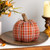 Plush Ribbed Plaid Fall Harvest Pumpkin - 8" - Orange and Green - IMAGE 1