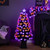 8-Function Fiber Optic Artificial Pine Potted Halloween Tree - 4' - Black - Orange and Purple LED - IMAGE 1