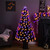 8-Function Fiber Optic Artificial Pine Potted Halloween Tree - 5' - Black - Orange and Purple LED - IMAGE 1
