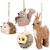 6" Woodland Critters Christmas Ornaments - Ivory and Brown - Set of 4