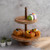 2-Tier Beaded Acacia Wood Cake Plate - 16" - Brown - IMAGE 1