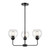 3-Light Clear Glass Globe Chandelier with Curved Rods - 23" - Matte Black Finish - IMAGE 1