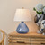 Table Lamp with Drum Shade - 17" - Blue and Cream - IMAGE 1