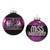 4ct Purple and Black Shiny Glass Christmas Ball Ornaments 3.25" (80mm) - IMAGE 1