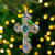 5" Green and White Luck of the Irish Mercury Cross Glass Christmas Ornament - IMAGE 2