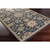 4' x 4' Classical Denim Blue and Brown Hand Tufted Square Wool Area Throw Rug