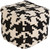 18" Raven Black and Ivory Houndstooth Wool Square Pouf Ottoman - IMAGE 1