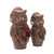 Set of 2 Brown Pine Cone Owl Wearing Santa Hat Christmas Figure 14.5" - IMAGE 2
