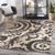 8.75' x 12.75' Flowery Maze Black Olive and Cream White Shed-Free Area Throw Rug - IMAGE 2