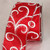 Glitter Red and White Swirly Wired Craft Ribbon 2.5" x 40 Yards - IMAGE 1