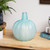 Transparent Glass Pumpkin Candle Holder - 9" - Blue - IMAGE 1