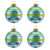 4ct Teal Blue with Glitter Polka Dot & Stripe Design Glass Ball Christmas Ornaments 2.5" (65mm) - IMAGE 1