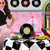Rock and Roll Record Party Centerpiece - 9" - Black, Green and Yellow -  Pack of 12 - IMAGE 1