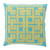 18" Turquoise Blue and Lime Green Square Throw Pillow - Down Filler - IMAGE 1